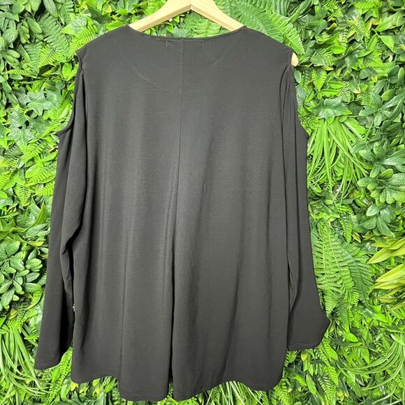 CHLOE & JASMINE Women Tops 1XL Black Cold Shoulder Gold Sequin Neckline NWT 0163 - Picture 10 of 14